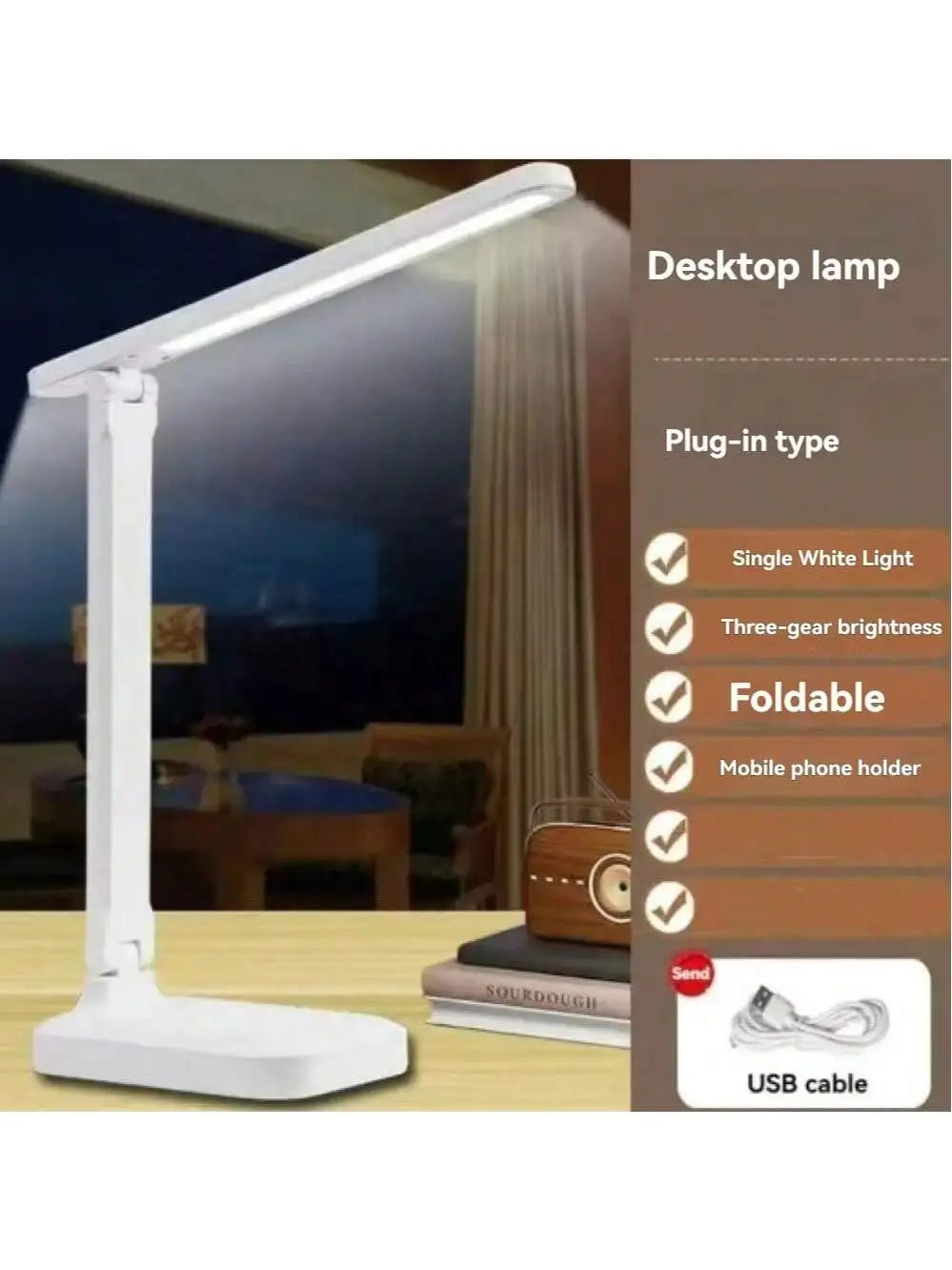 Lámpara LED Farondo — Plegable, Regulable y con Carga USB